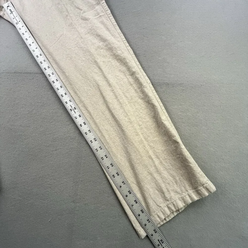Old Navy 90's Straight Pants Men's 36x32 Sand Beige Linen Blend Khaki Beach